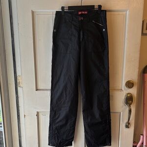 Black Boot-Cut Utility Nylon Pants